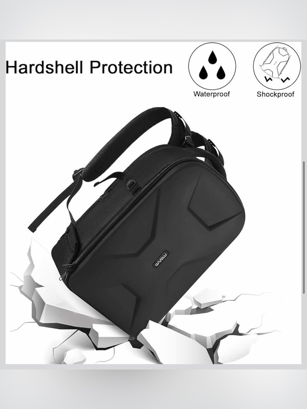 MOSISO Black Hard Shell Camera Backpack - Rugged Protective Case - Picture 6 of 10